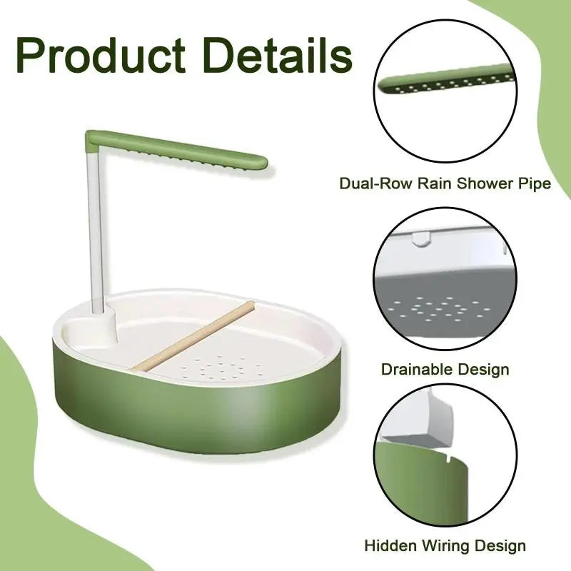 Automatic Bird Bath with Pump - Circulating Fountain, Large Grooming Shower for Small Pet Birds (Parakeets, Conures)