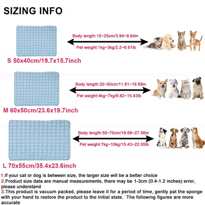Dog Cooling Mat for Small Medium Dogs, Long-Lasting Cool Pad for Dogs Outdoor & Indoor Use with Ice Silk Fabric & Waterproof Cover, Summer Cooling Pet Bed, Non-Slip Washable Pet Blanket