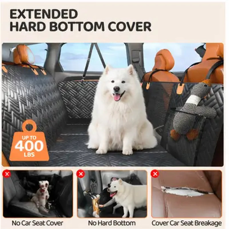 Roampaws Dog Car Seat Cover with Hard Bottom - Waterproof Pet Car Accessories for Preventing Back Seat Dirt, Waterproof Seat Covers