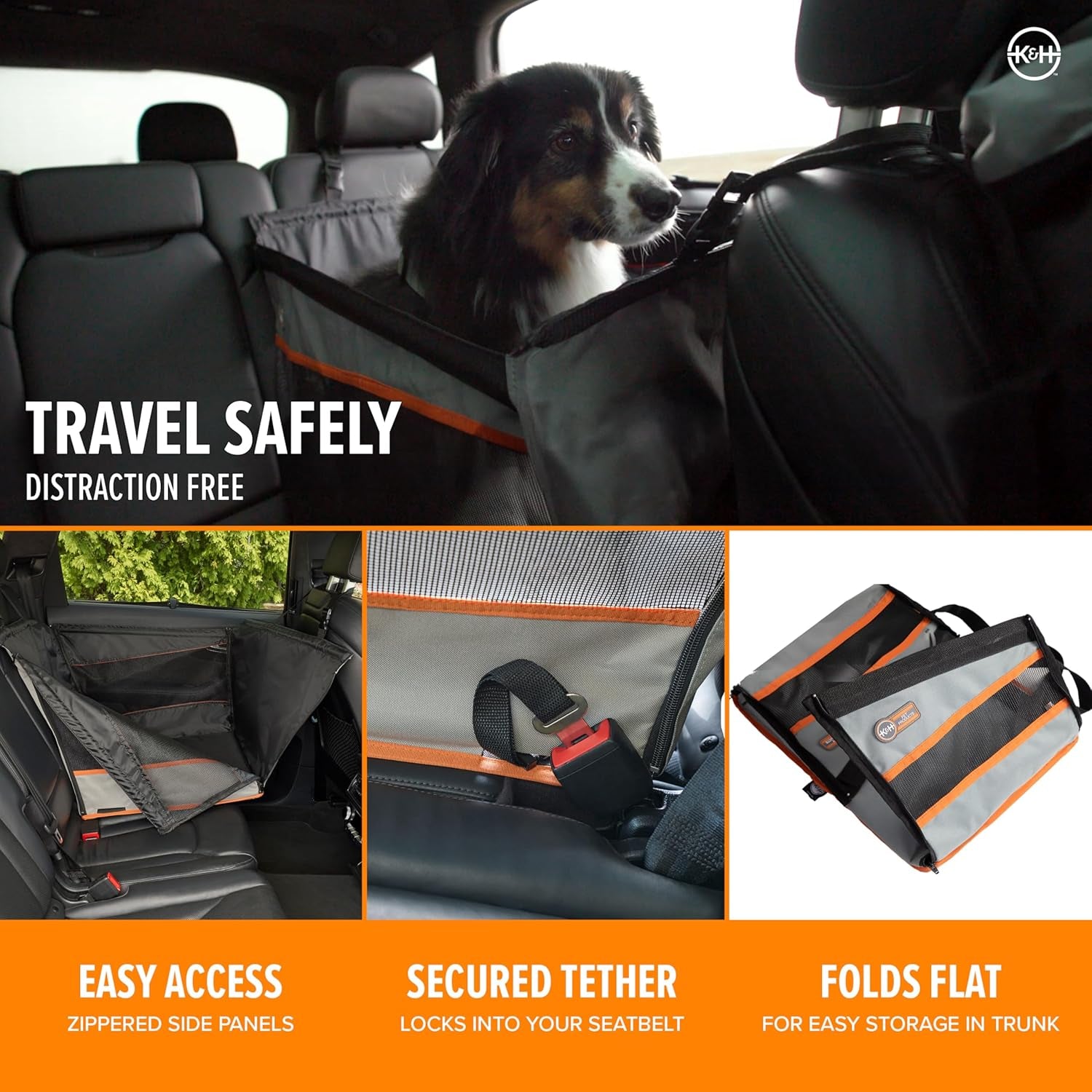Pet Products Buckle N Go Dog Car Seat for Large Dogs, Waterproof Fabric, Breathable Mesh Sides, Adjustable Seat Belt Leash, Carseat for Medium to Large Pets, Car Seat Cover - 21 X 19 X 19In