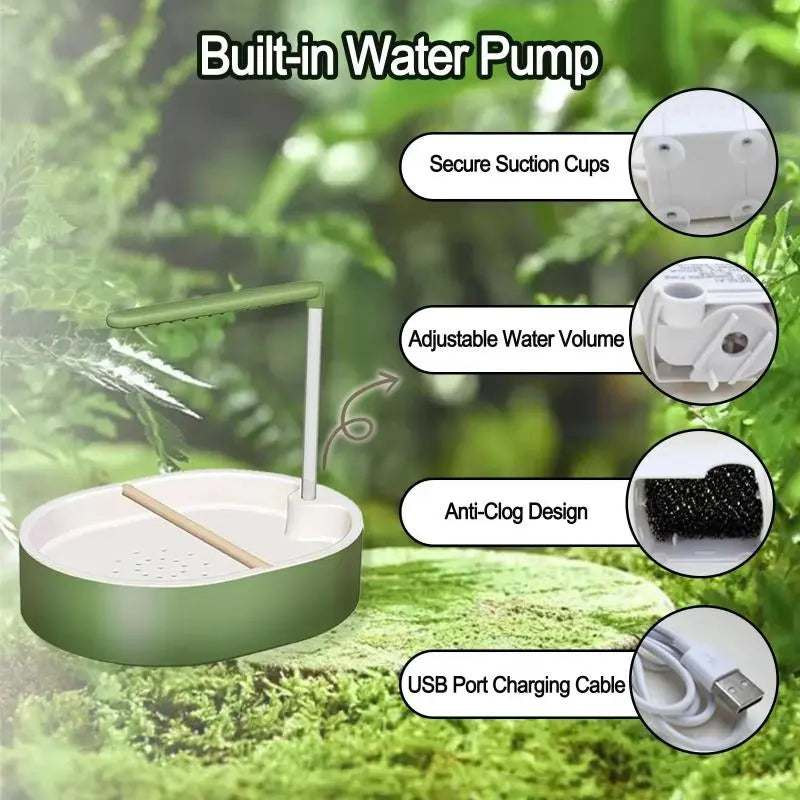 Automatic Bird Bath with Pump - Circulating Fountain, Large Grooming Shower for Small Pet Birds (Parakeets, Conures)