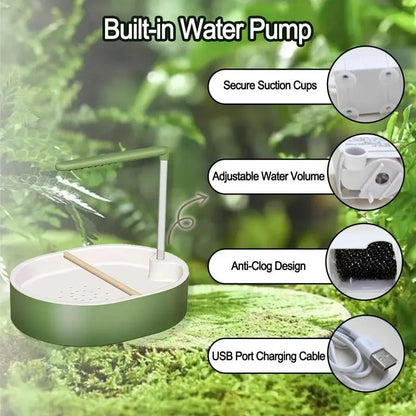 Automatic Bird Bath with Pump - Circulating Fountain, Large Grooming Shower for Small Pet Birds (Parakeets, Conures)