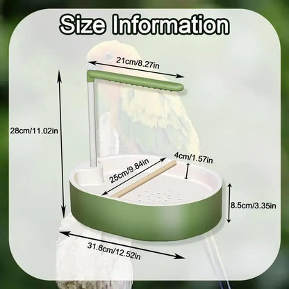 Automatic Bird Bath with Pump - Circulating Fountain, Large Grooming Shower for Small Pet Birds (Parakeets, Conures)
